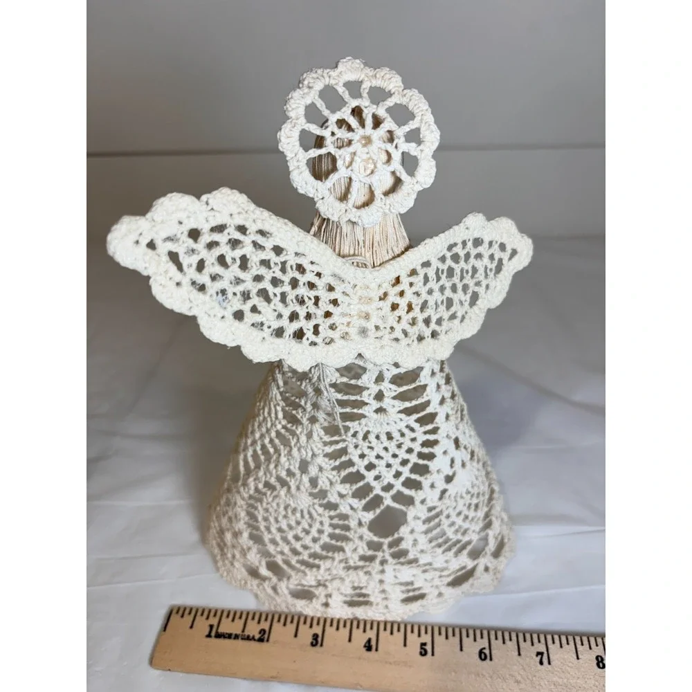 Vintage Handmade White Starched Angel Tree Topper/Wall Hanging
